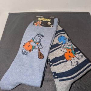 Flintstones Themed Men's Socks - Blue and Gray